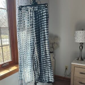 Cupshe Blue and White Tie-Dye Wide Leg Pants